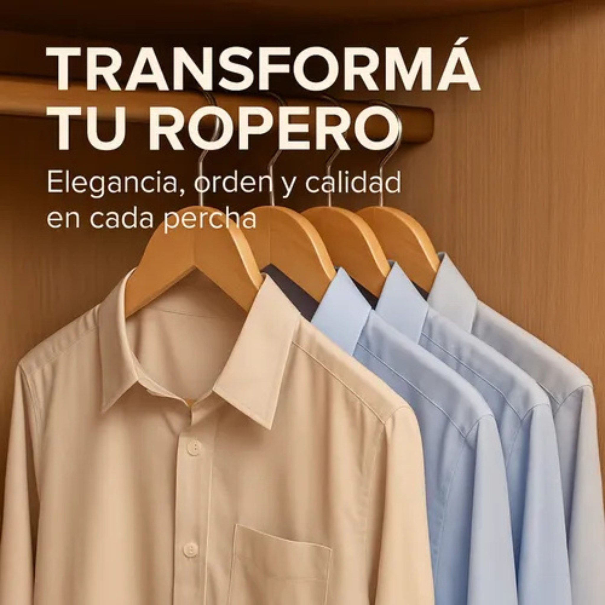 Pack De 10 Perchas De Madera Calidad Premium Resistentes Marrón Claro