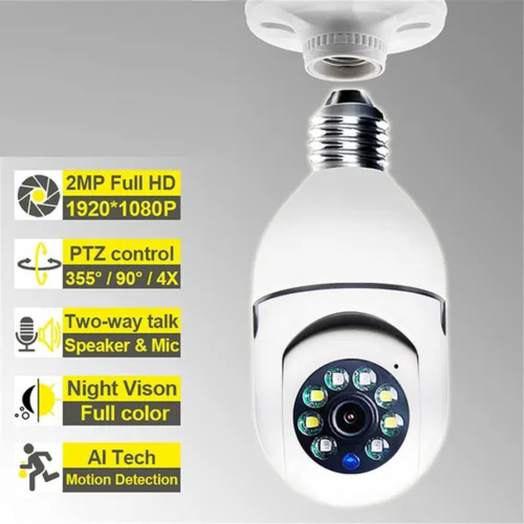 Cámara De Seguridad Vigilancia Lampara Wifi Premium HD