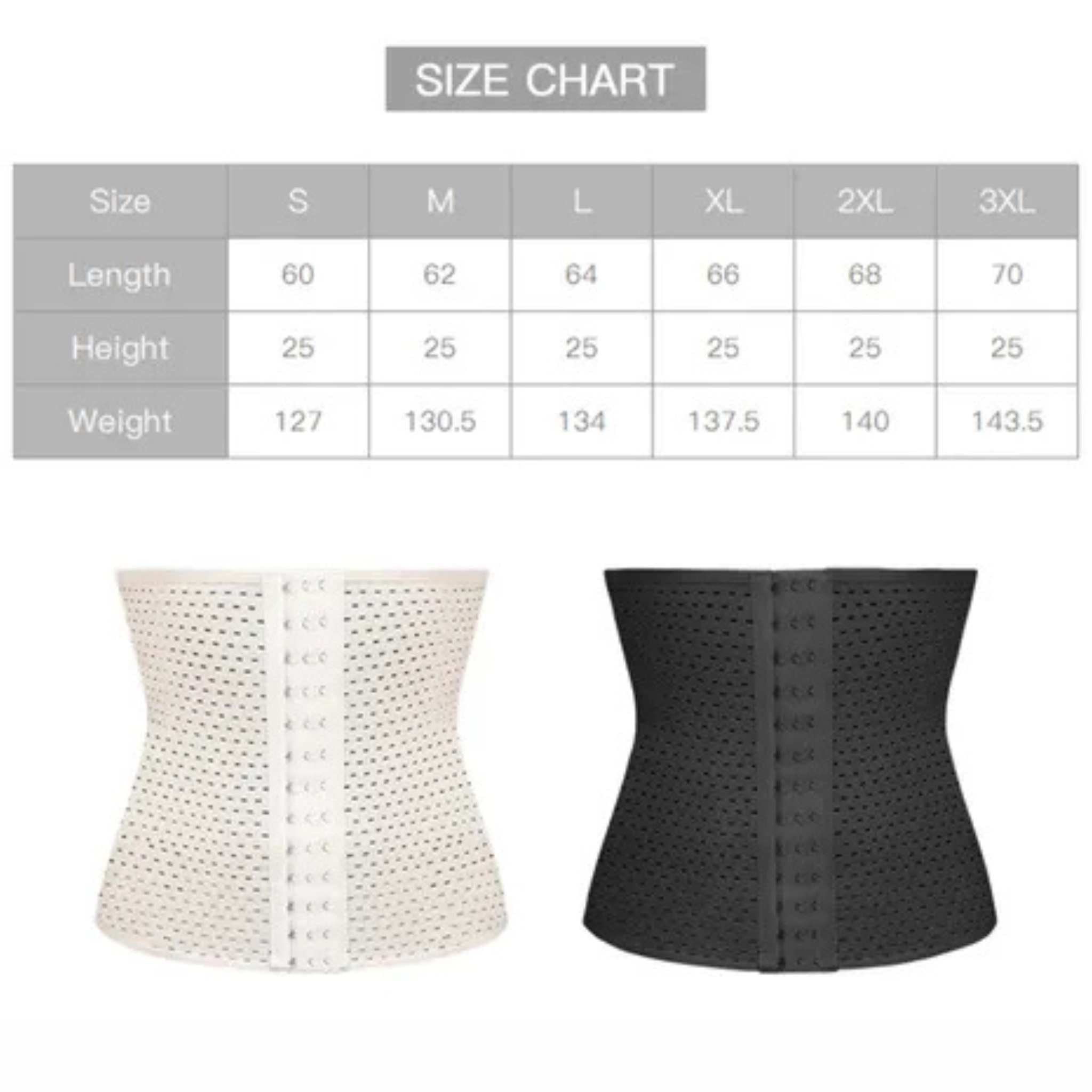 Faja Corset Modelador Reductor Cintura Con Ballenas M hasta 3XL Negro&Beige cod 2566