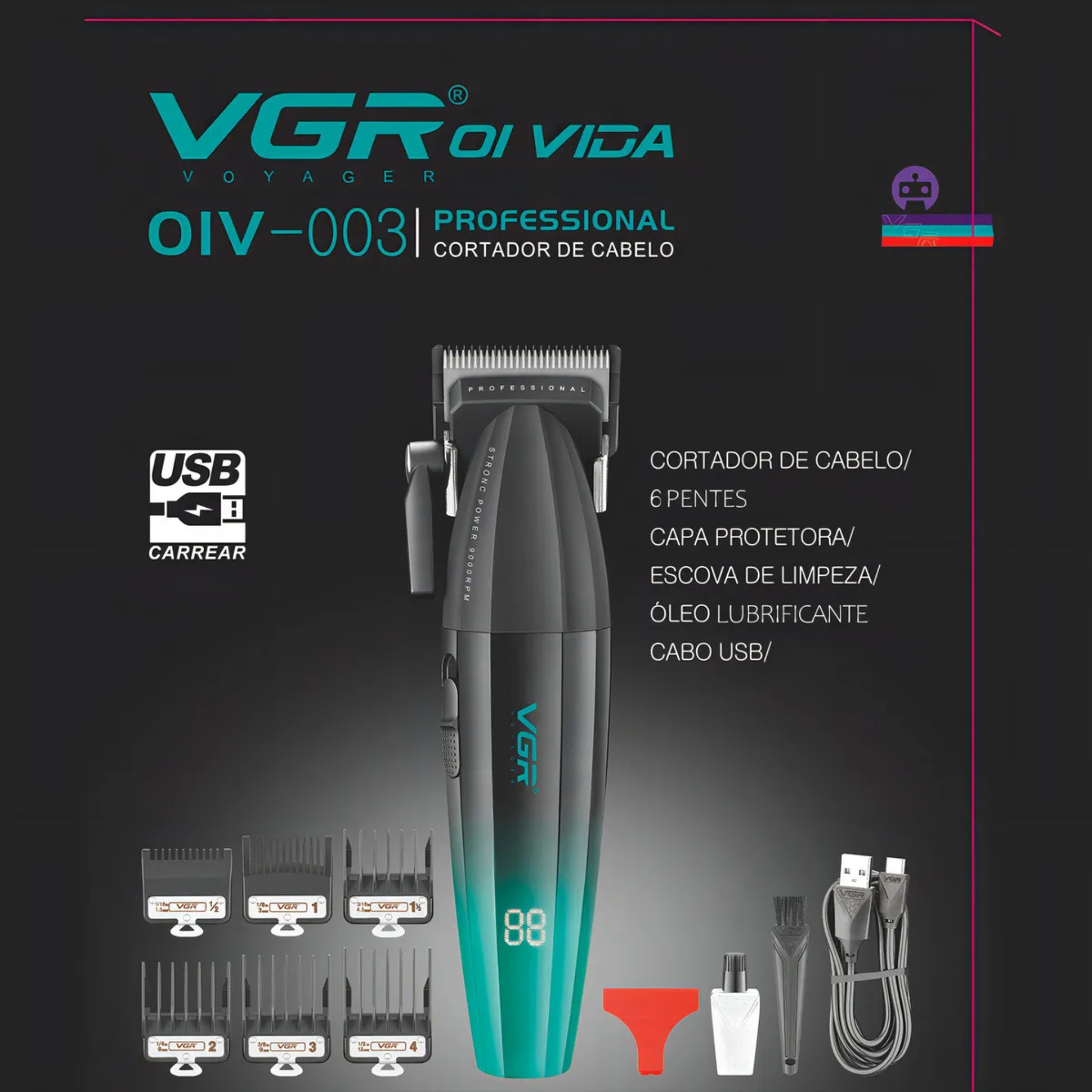 Máquina Profesional Corta Pelo VGR V-003