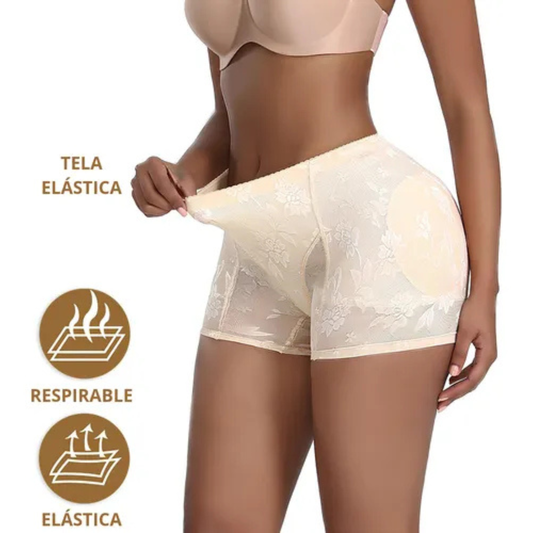 Short Moldeador de Mujer Levanta Glúteos Color Negro&Beige cod 6696