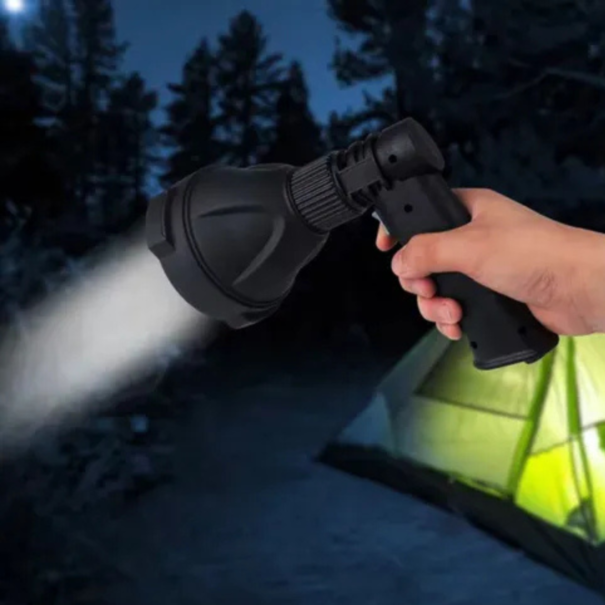 Reflector Led Pistola de Luz Recargable 800 Metros Linterna Negro Luz Blanco