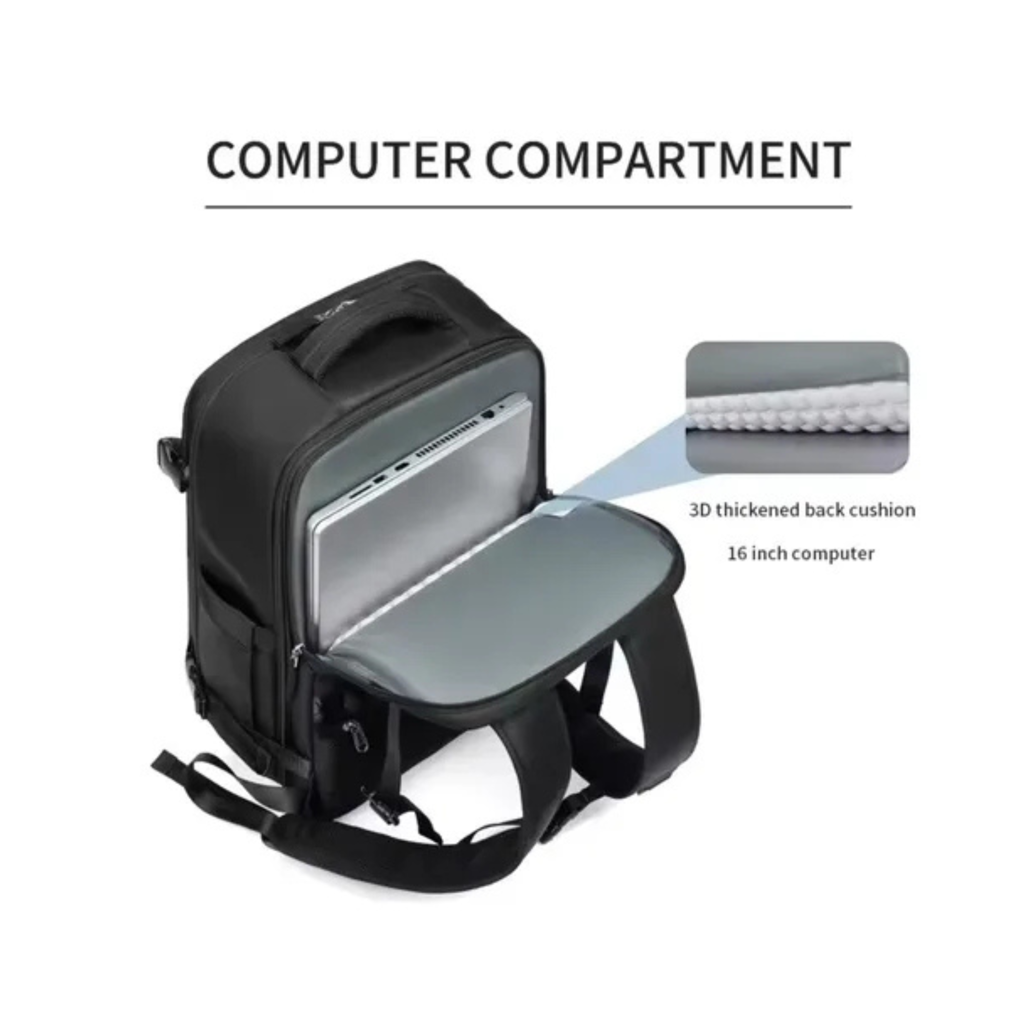 Mochila Viaje Carry On Viral Notebook Aprobada para Avión Mochila color Negro