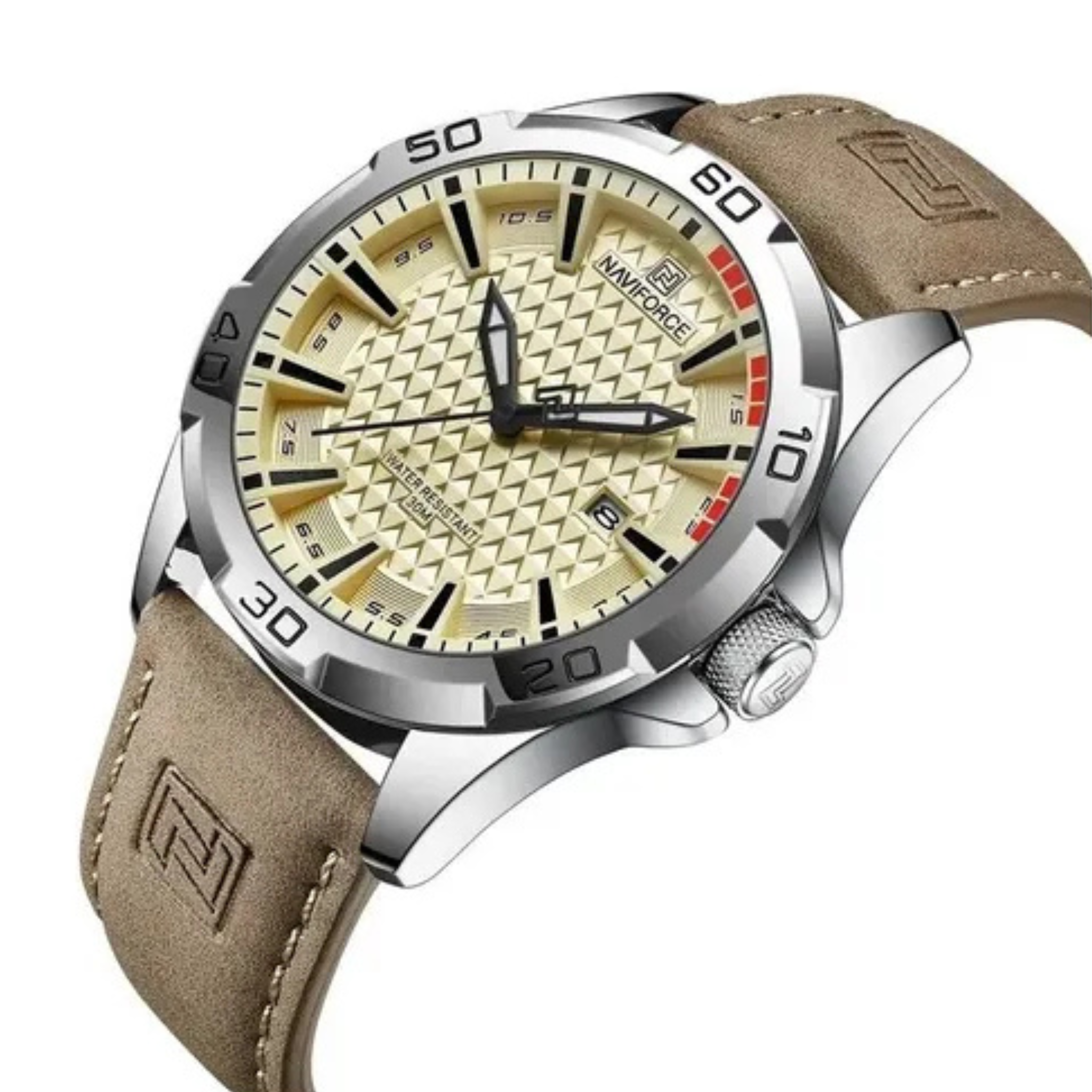 Reloj Naviforce Original de Cuero 8023 color Beige