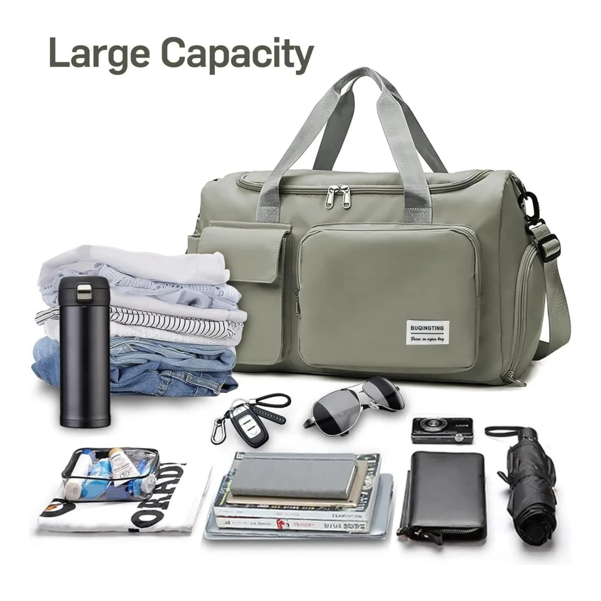 Bolso deportivo de viaje o gimnasio color Gris