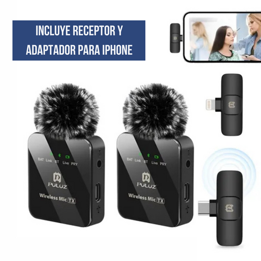 Micrófono Doble Inalámbrico De Solapa Premium Para Iphone y Android