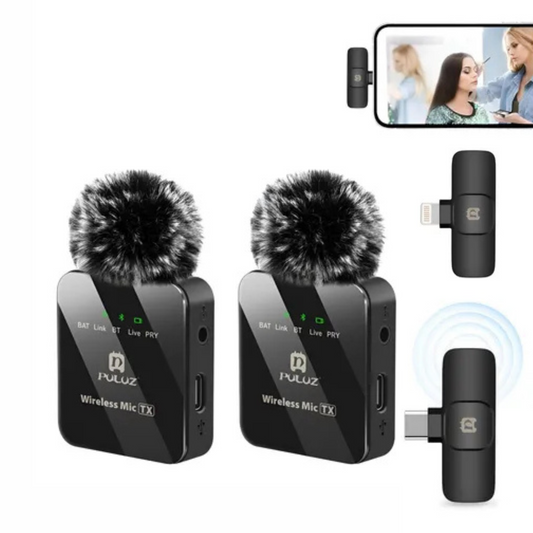 Micrófono Doble Inalámbrico De Solapa Premium Para Iphone y Android