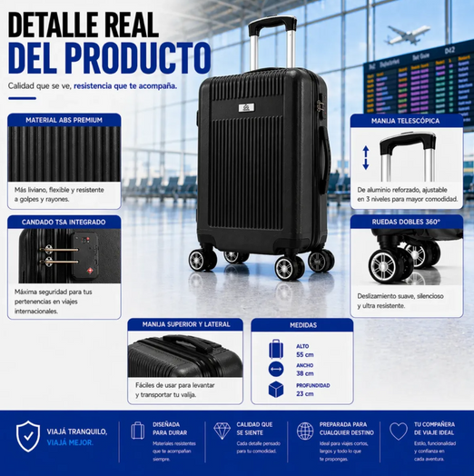 VALIJA CARRY-ON 20” CON USB Y TSA