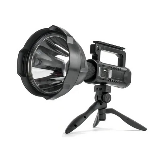 Foco Reflector Led Linterna Largo Alcance Batería Recargable color negro