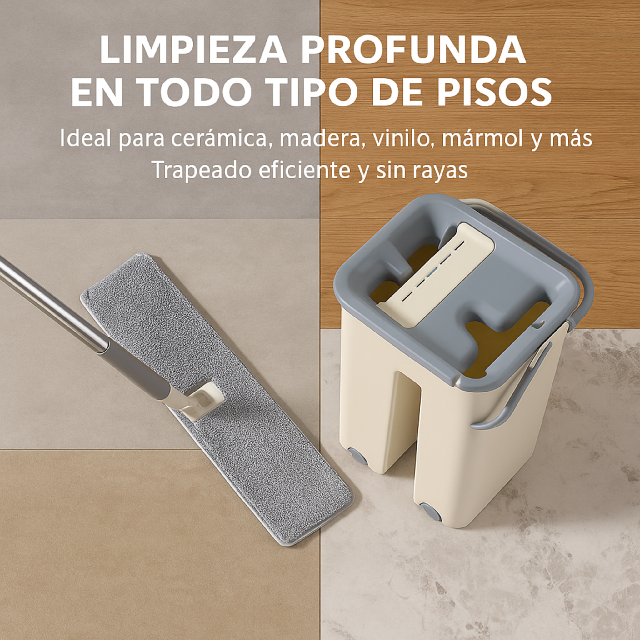 Mopa Trapeador Limpia Pisos con Balde Doble
