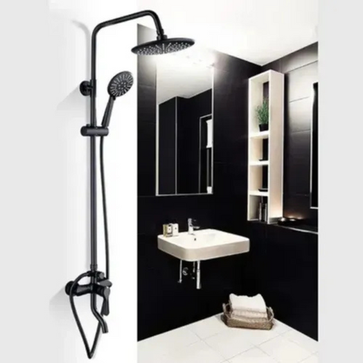 Barral Ducha Columna Negro Acero Inox 3 En 1 Con Monomando