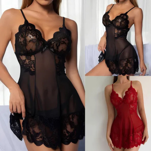 Baby Doll Sexy Lencería cod 2018 Transparencia Incluye color Rojo