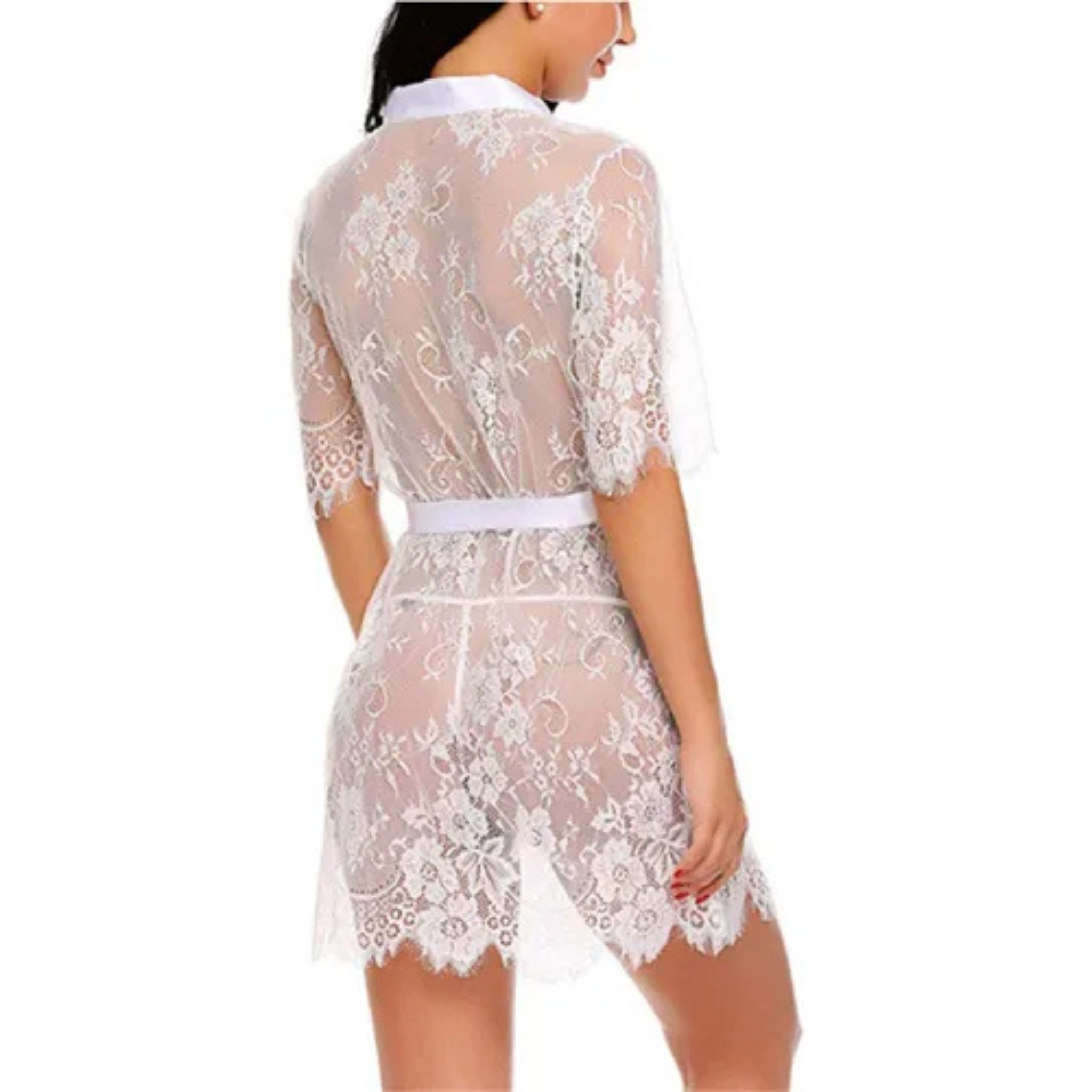 Lencería Erótica Sexy Mujer Bata De Encaje + Tanga 2315