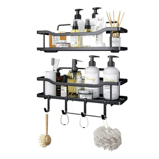 Organizador De Ducha Repisa Baño Set X2 Adhesivo Estantes Negro