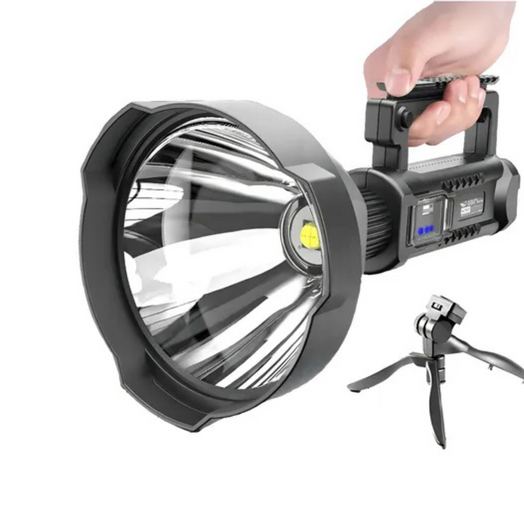 Foco Reflector Led Linterna Largo Alcance Batería Recargable color negro