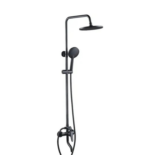Barral Ducha Columna Negro Acero Inox 3 En 1 Con Monomando