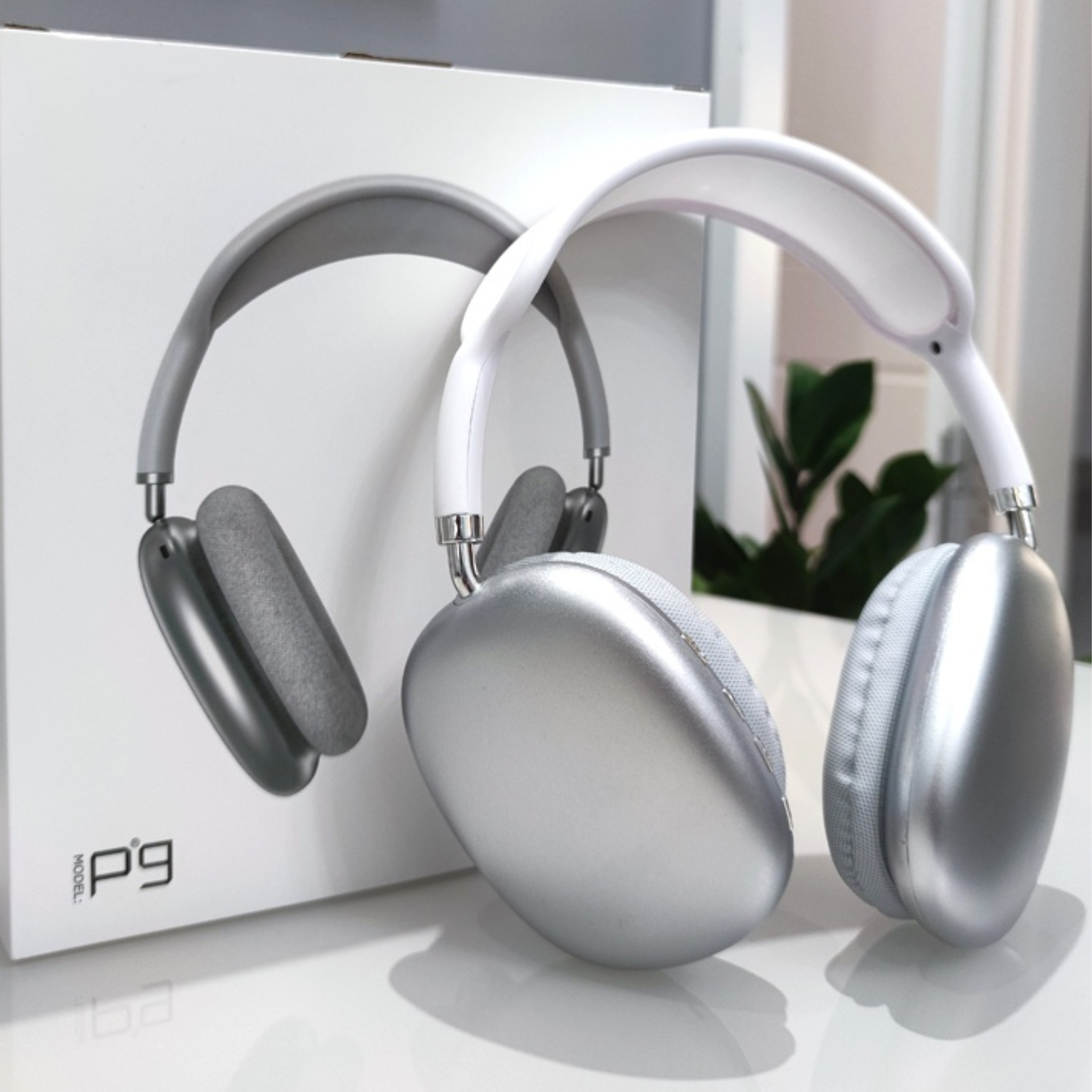 Audífonos Inalámbricos Bluetooth P9 Plus Premium Color Blanco/Gris