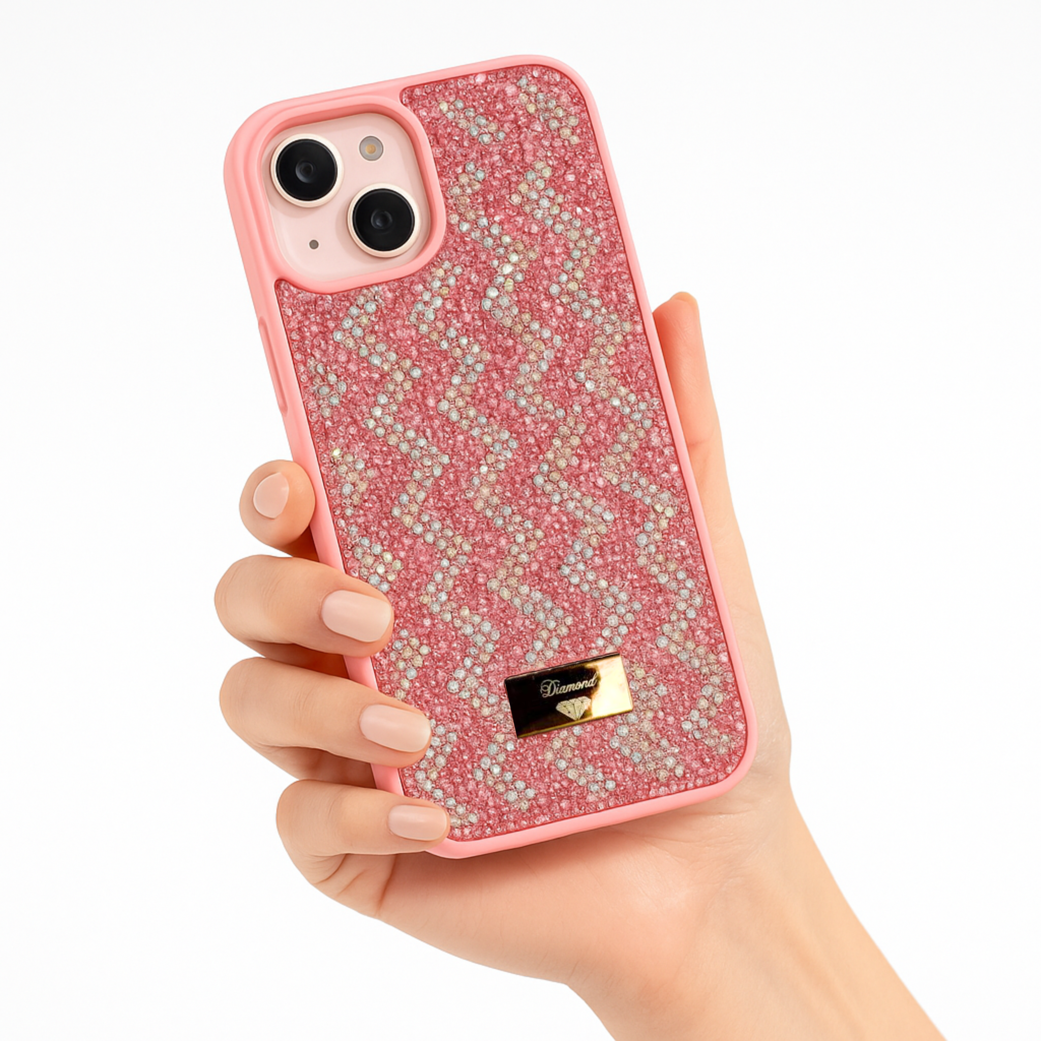 Funda Para Iphone Diamond Case con Brillos color Rosado