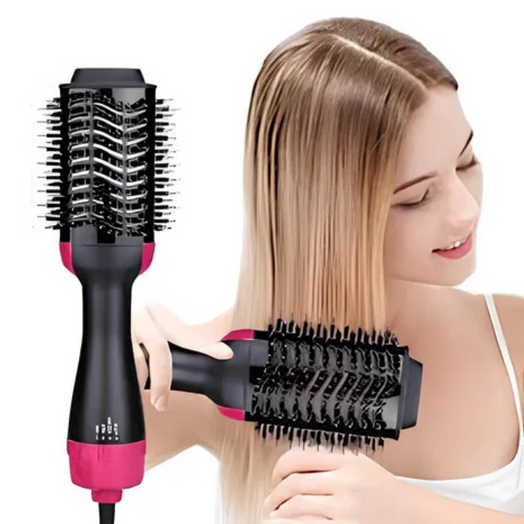 Cepillo Peine Alisador Secador 360o Brushing Anti Frizz Negro/fucsia