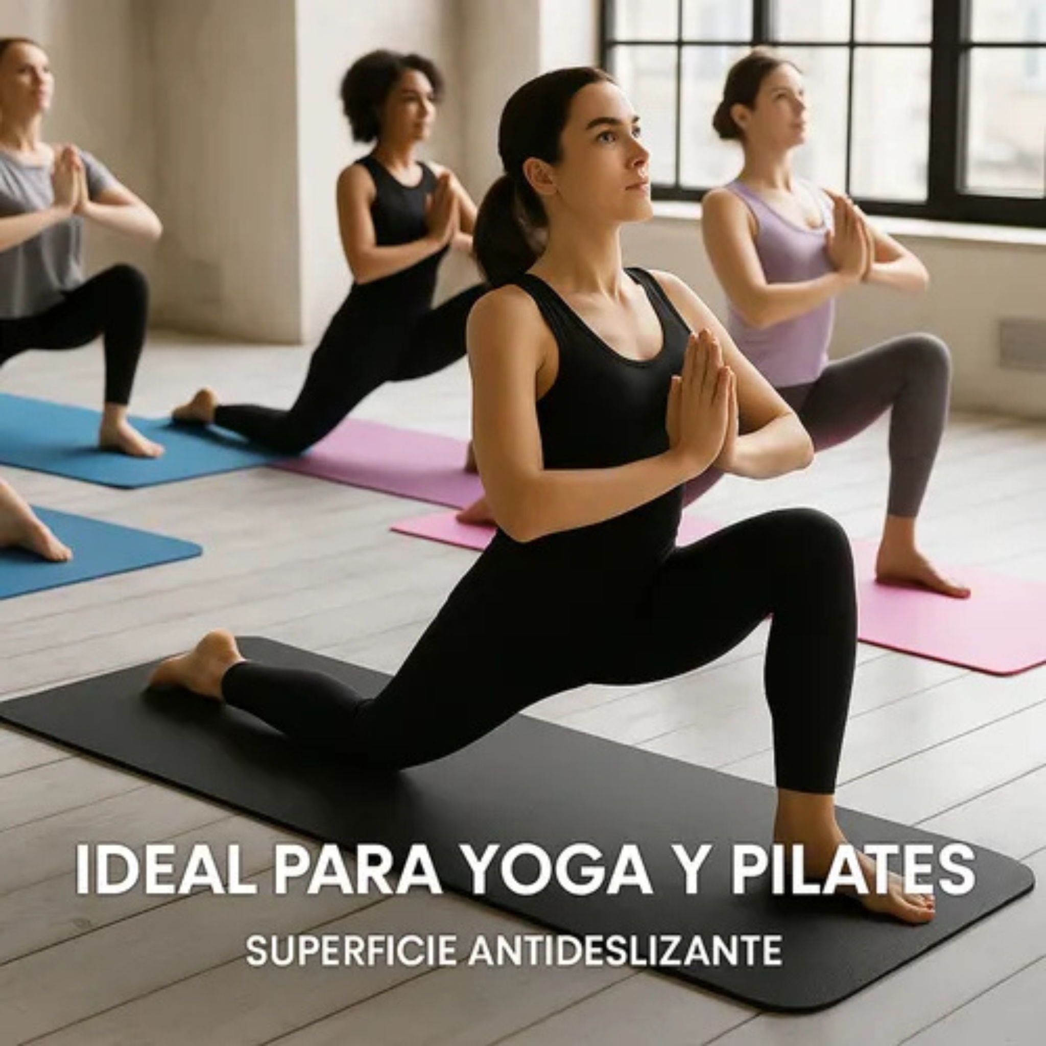 Colchoneta de Yoga Pilates Gimnasia con Cinta Transportadora 10mm Color Negro