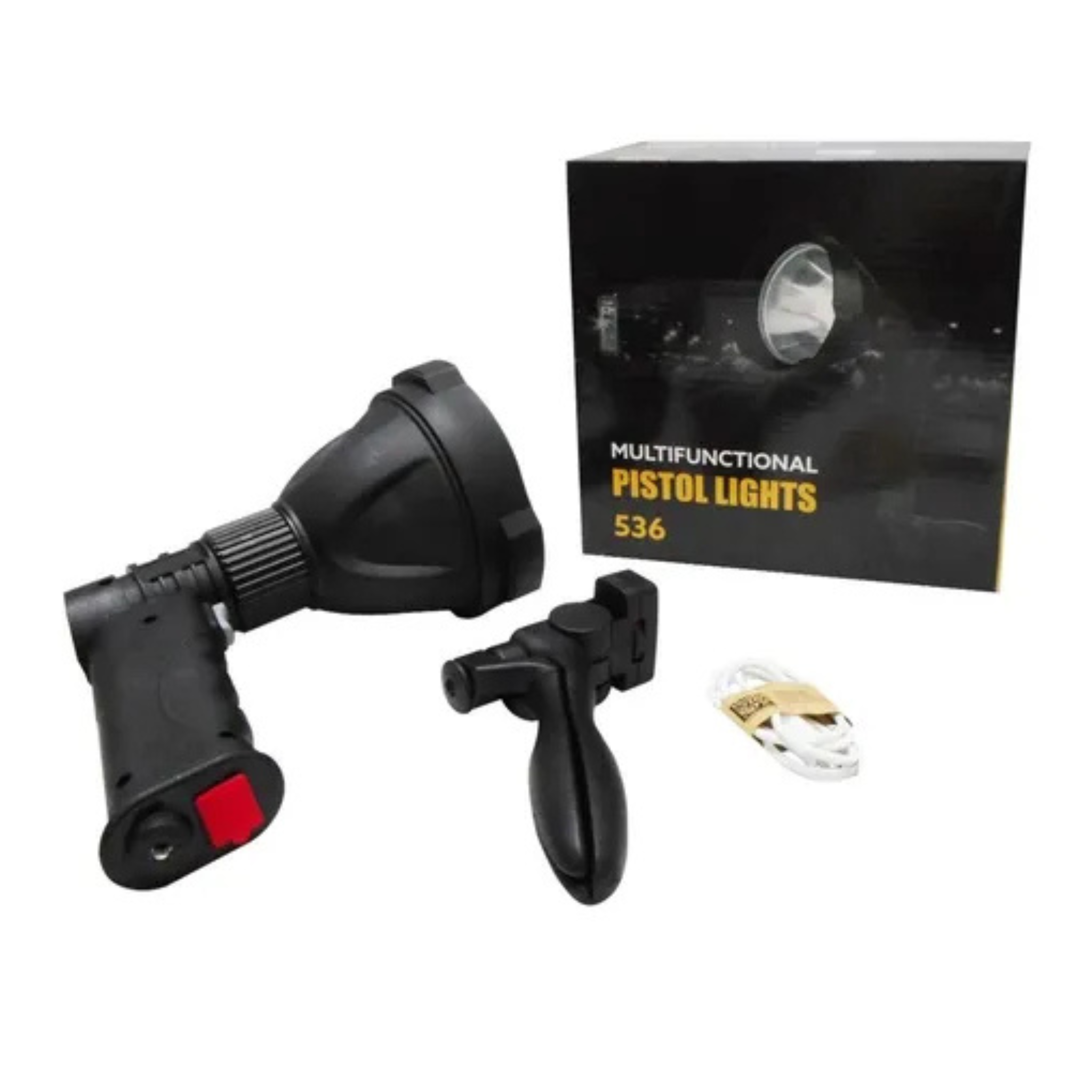 Reflector Led Pistola de Luz Recargable 800 Metros Linterna Negro Luz Blanco