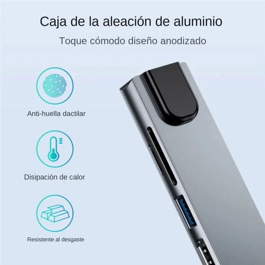 Adaptador Hub Usb-c 8 En 1 Hdmi Ethernet Lector De Memorias Plateado
