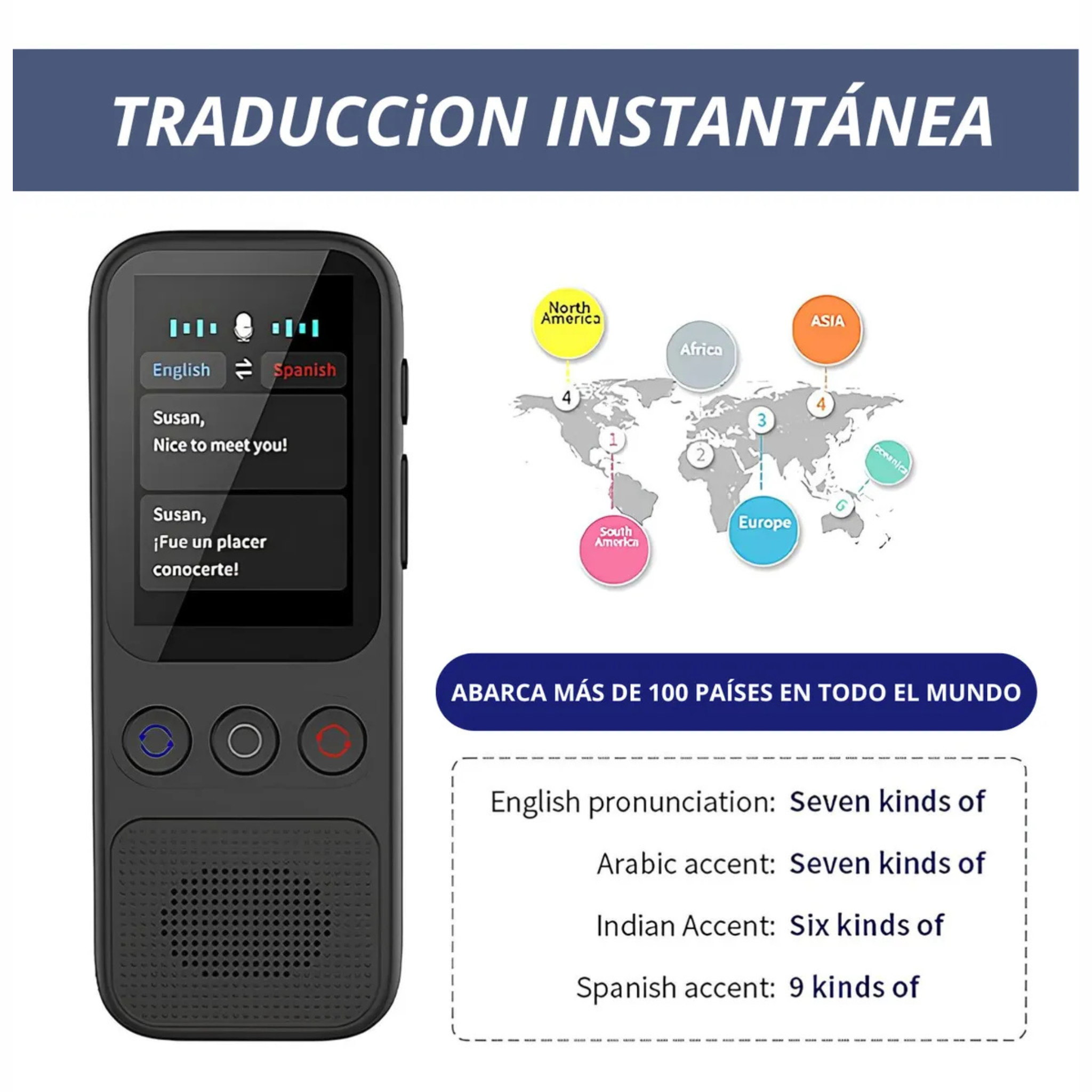 Traductor De Voz Portátil Incluye 138 Idiomas Con IA