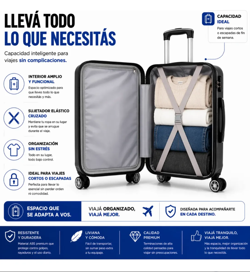 VALIJA CARRY-ON 20” CON USB Y TSA