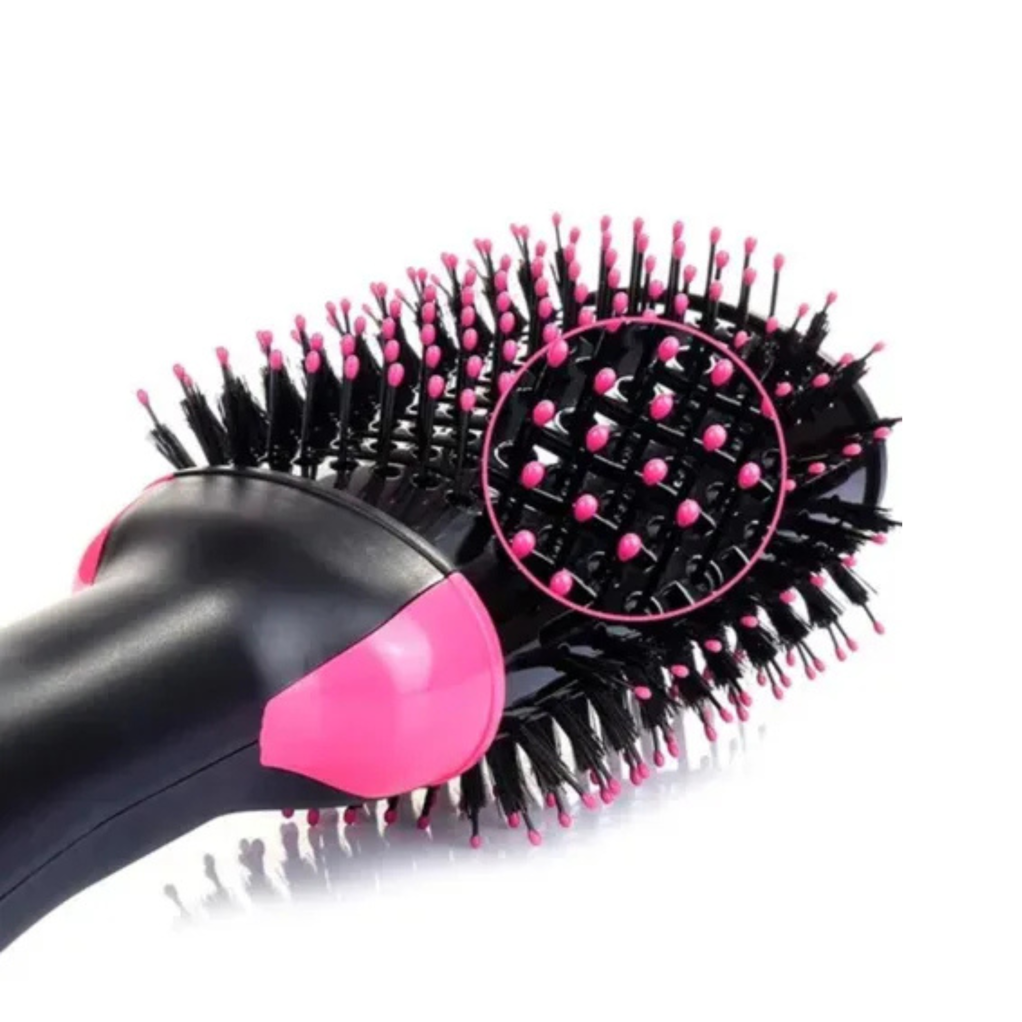 Cepillo Peine Alisador Secador 360o Brushing Anti Frizz Negro/fucsia
