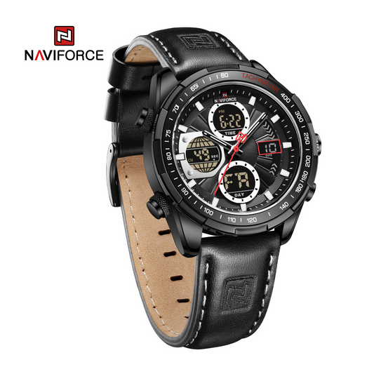 Reloj Naviforce Original de Cuero 9197 color Negro