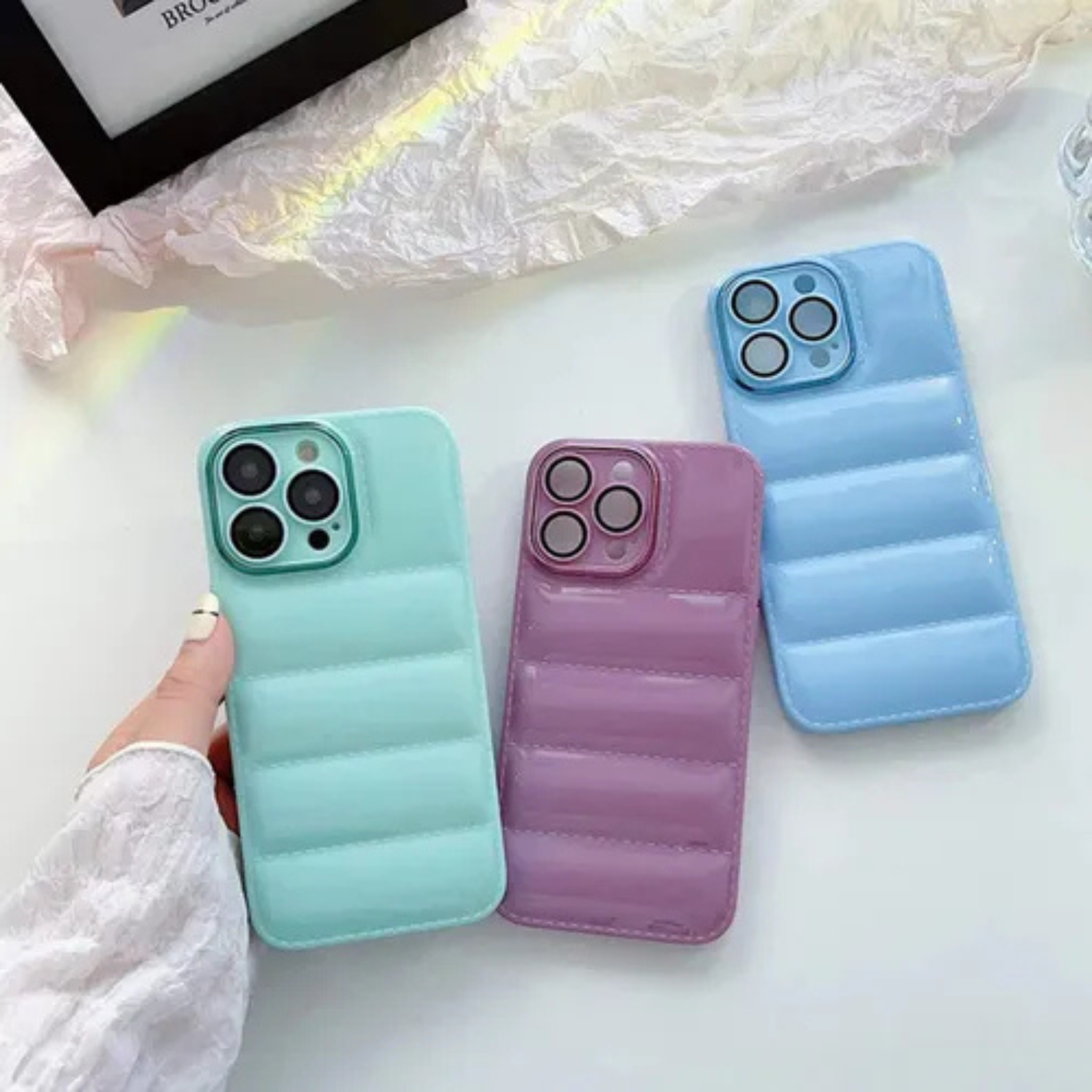 Funda Reforzada Protección para tu Iphone Case Puffer color Rosa
