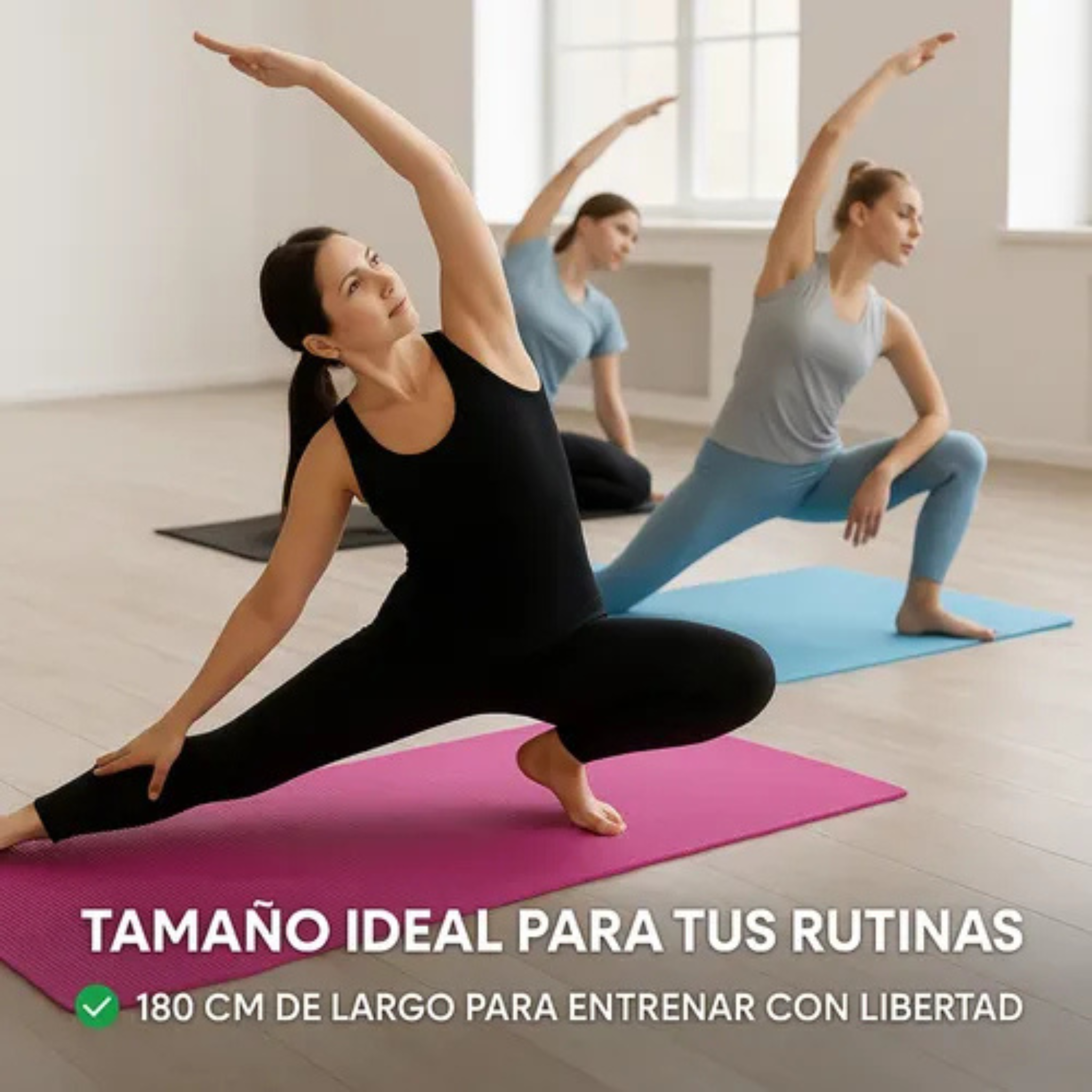 Colchoneta de Yoga Pilates Gimnasia con Cinta Transportadora 10mm Color Negro