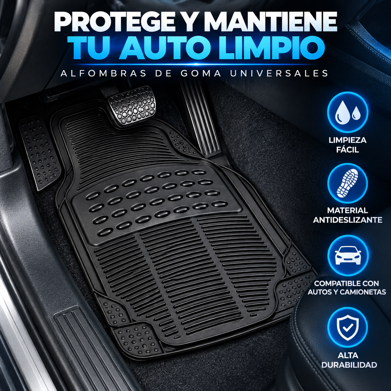 Alfombras Para Auto/Camioneta Anti desliz Universal