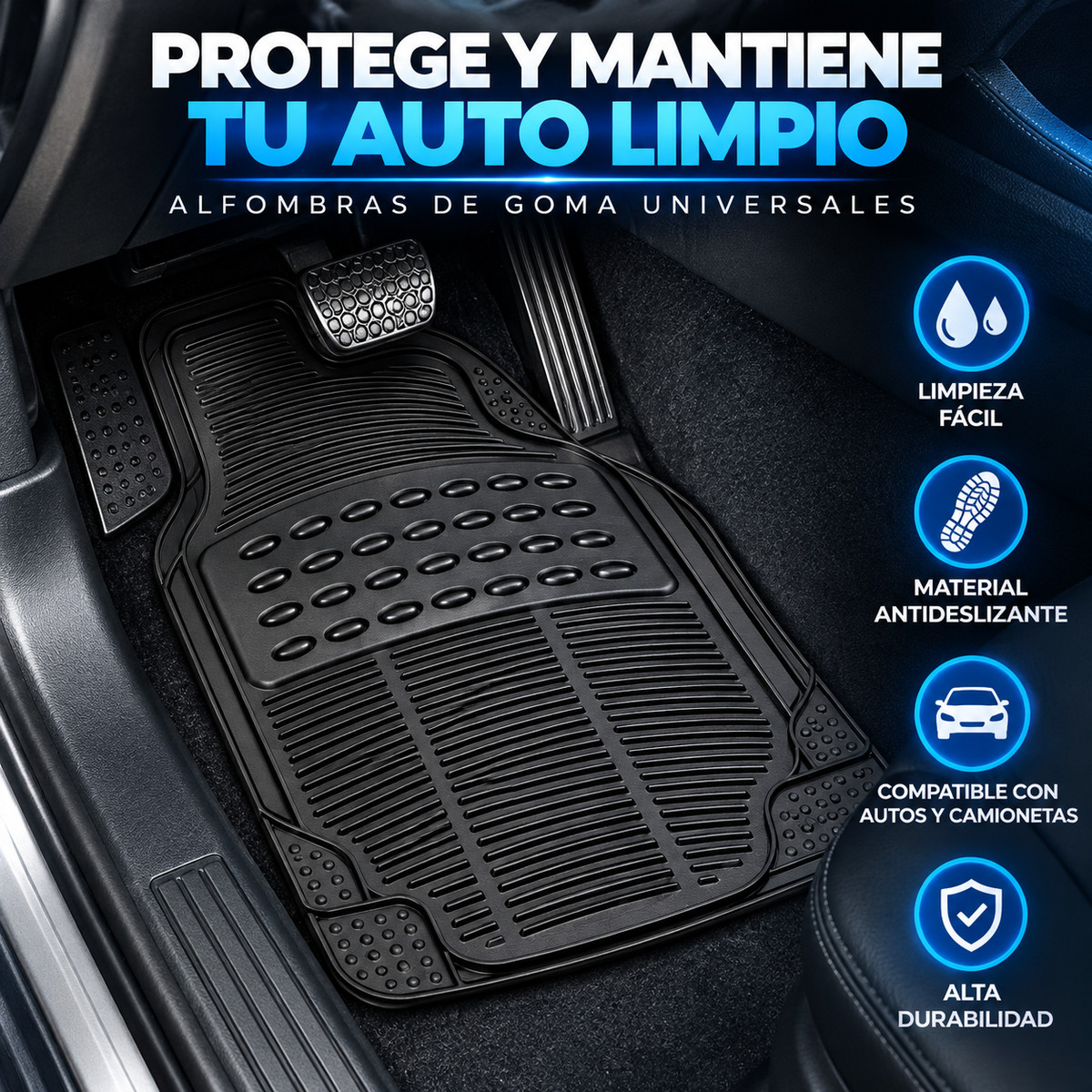 Alfombras Para Auto/Camioneta Anti desliz Universal
