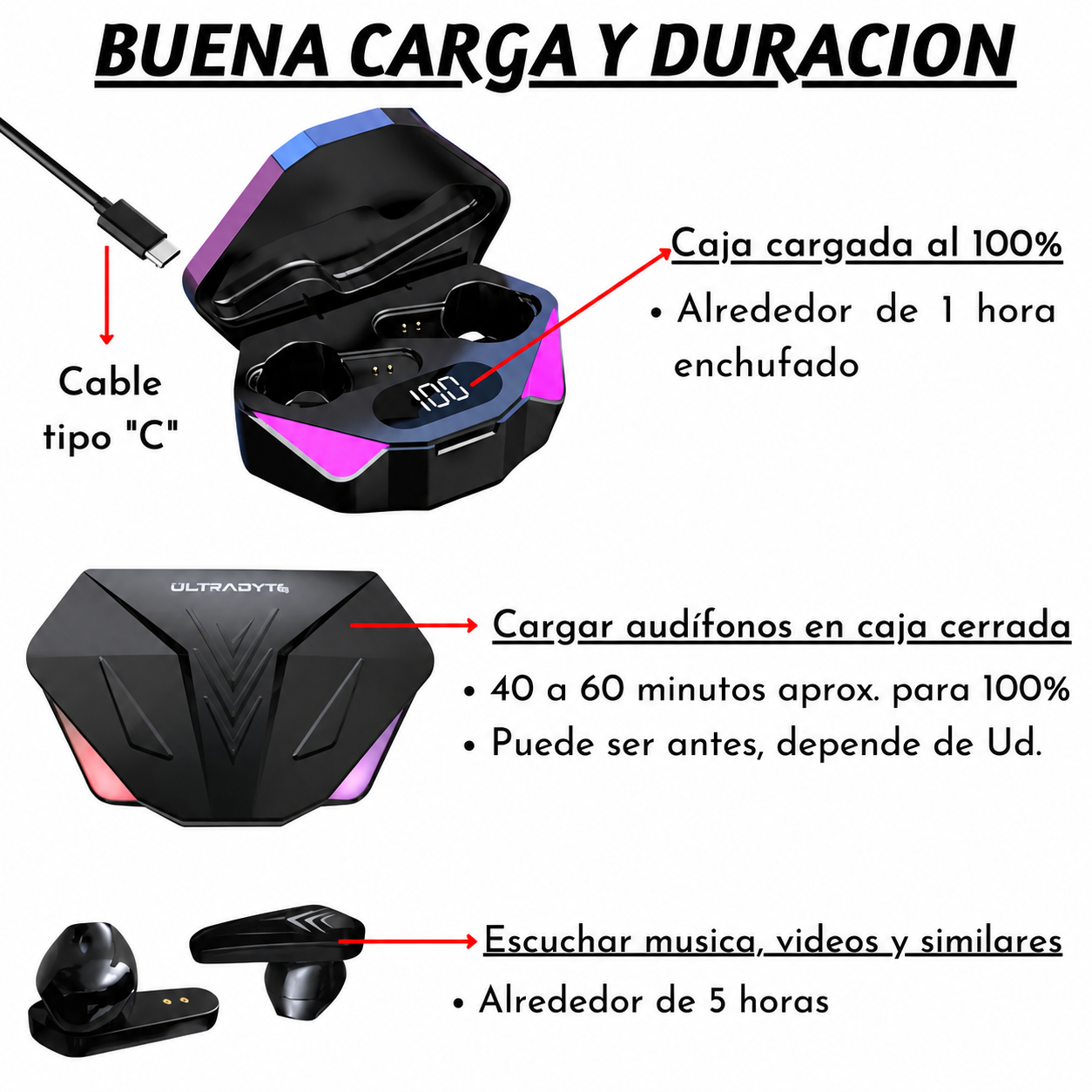 Auriculares inalámbricos X15 True Bt 5.0