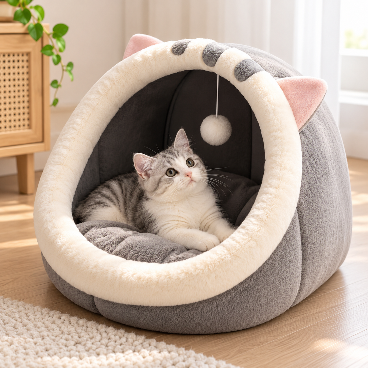 Cama Cueva para Gatos con Juguete Colgante | Varios Modelos