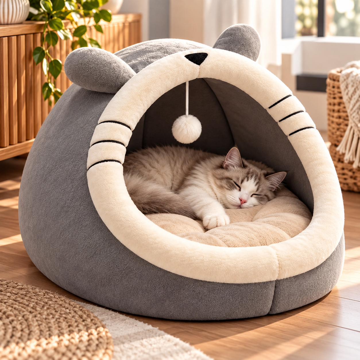 Cama Cueva para Gatos con Juguete Colgante | Varios Modelos