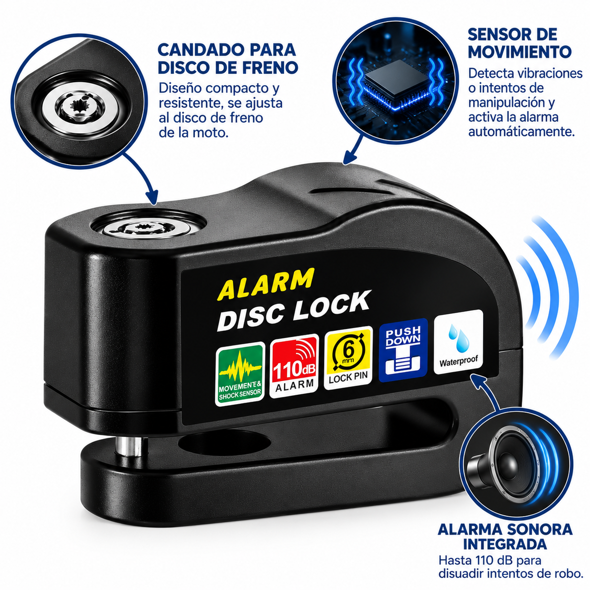 Candado con Alarma para Moto y Bicicleta