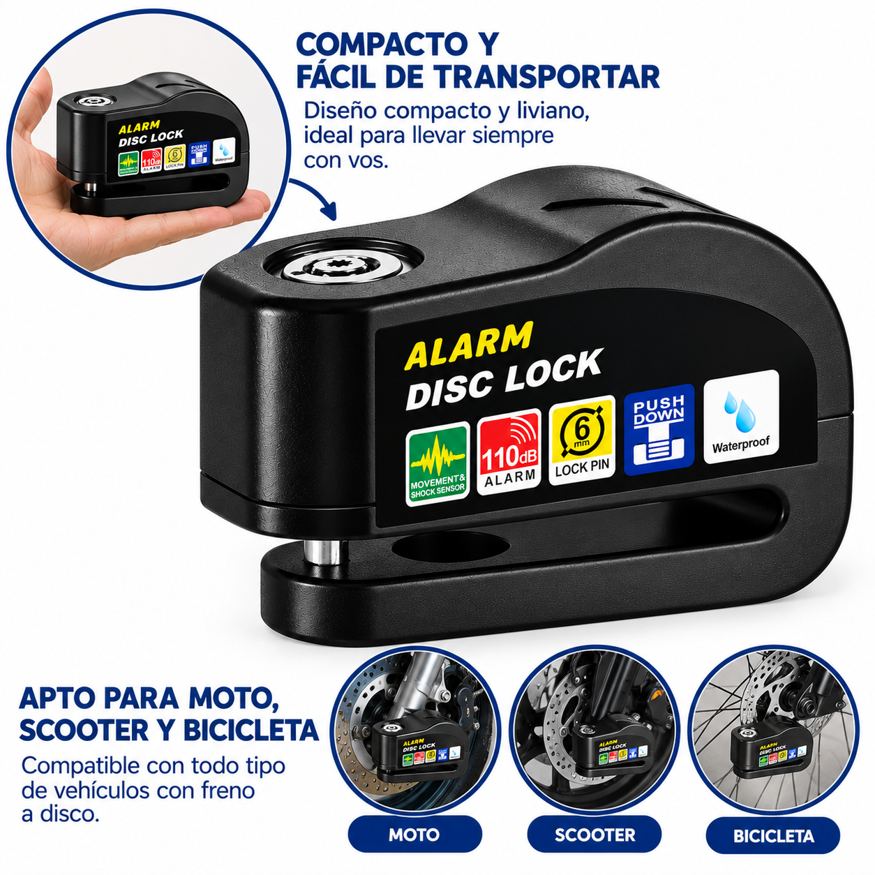 Candado con Alarma para Moto y Bicicleta