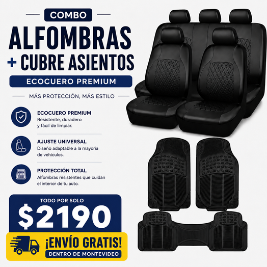 ALFOMBRAS + CUBRE ASIENTOS ECOCUERO ( COMBO 2)