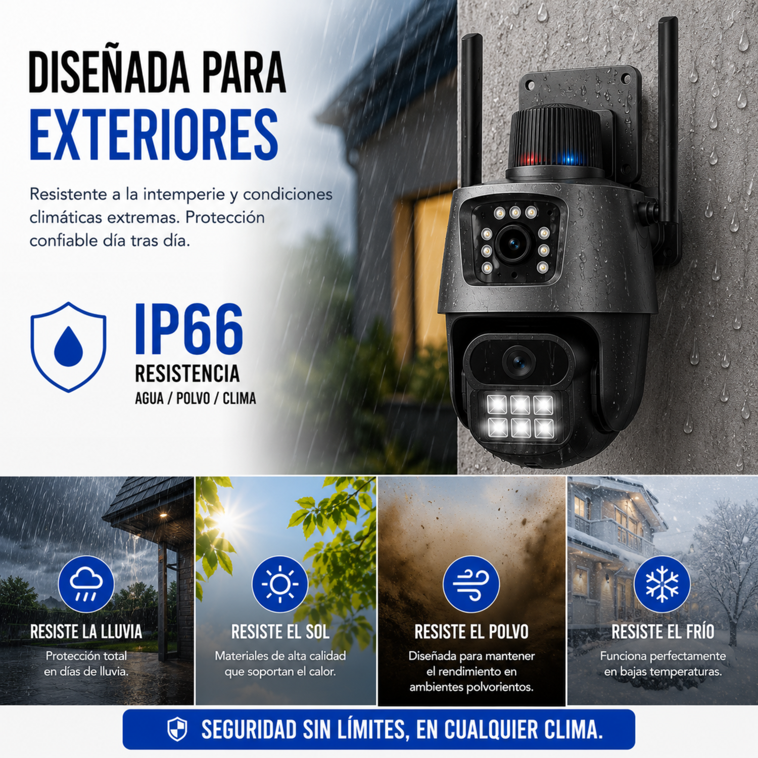Cámara de seguridad Wifi PTZ 360° con doble lente y sirena 6MP