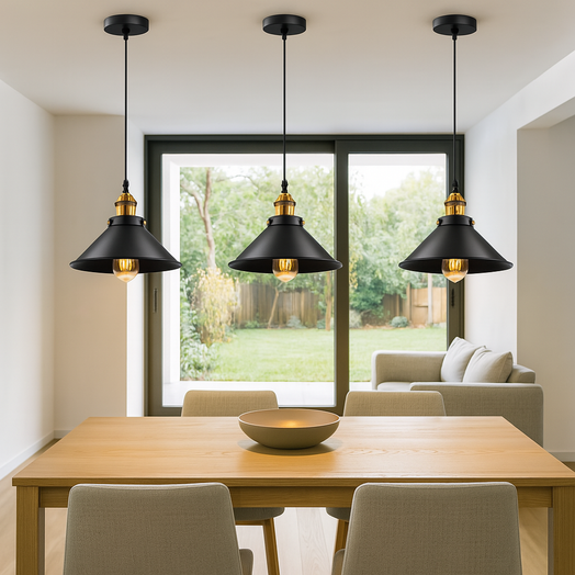 Lámpara Techo Colgante 26cm Metal Vintage Calidad Color Negro individual