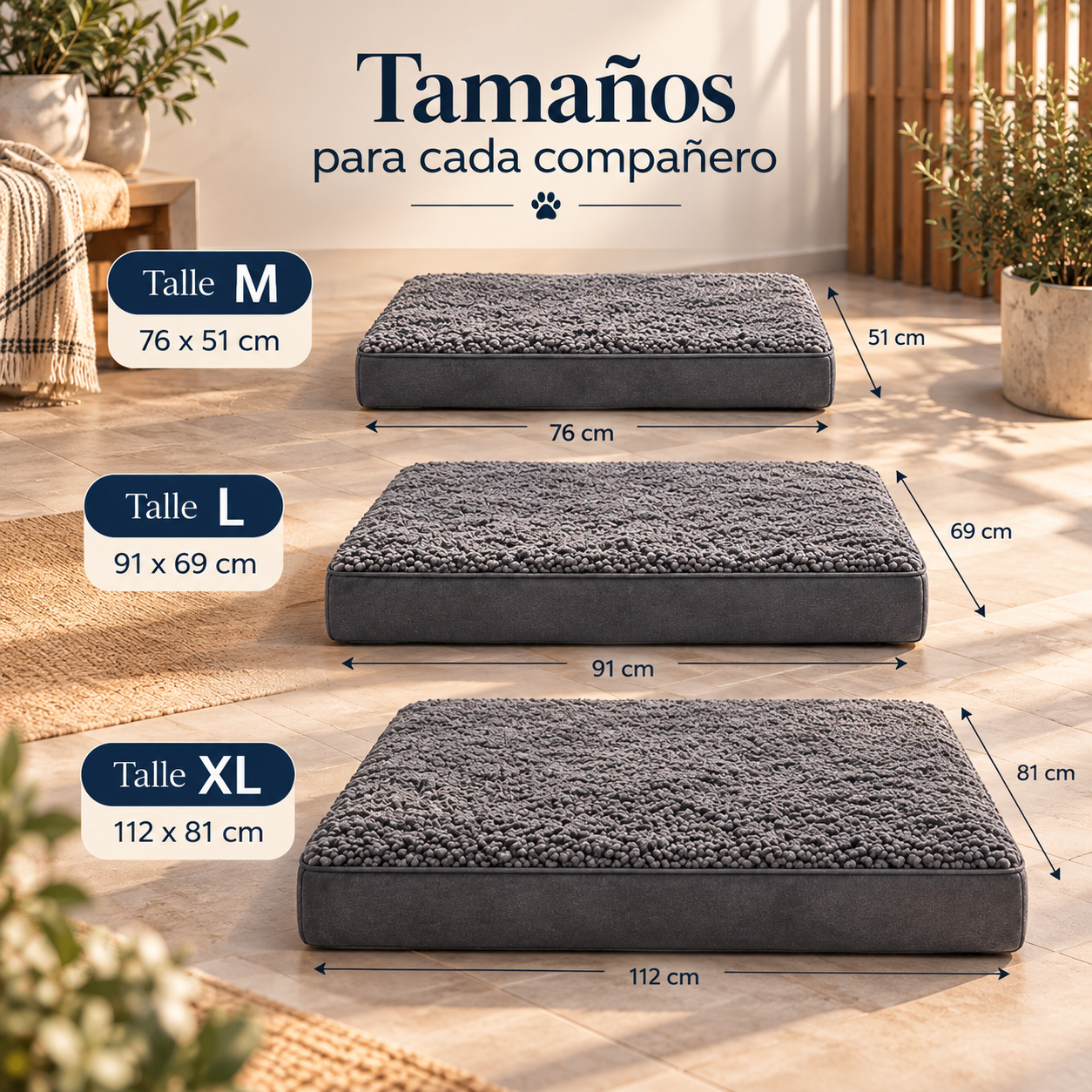 Cama Ortopédica para Perros de Alta Densidad | Reversible y Lavable – 3 Tamaños