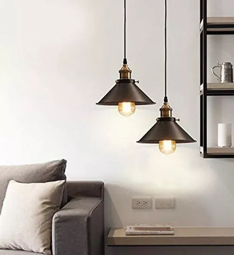 Pack X 3 Lampara Techo Colgante 26cm Metal Vintage Calidad Color Negro