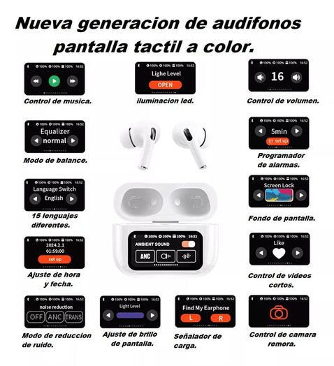 A9pro Auriculares Inalámbricos Con Pantalla Táctil Compatible Con iPhone Android