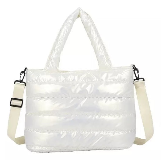 Bolso de hombro acolchado para mujer, bolso de hombro a la moda, color blanco