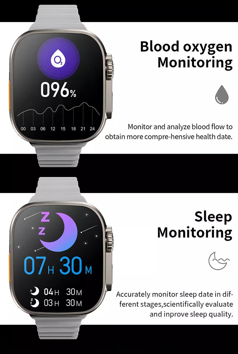 Reloj inteligente Smartwatch T800 Ultra Series con 8 pantallas, 1.99 pulgadas, Android, Bluetooth