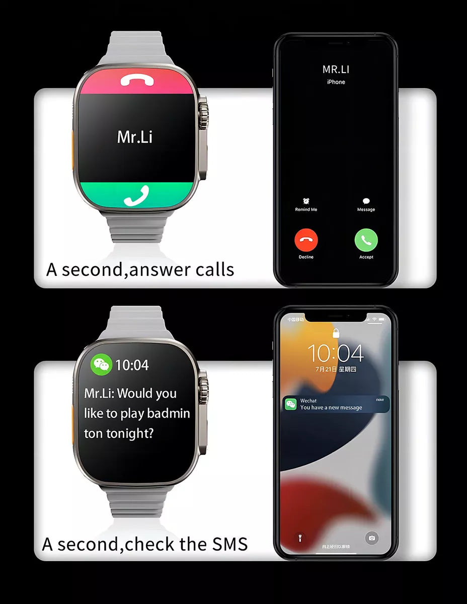 Reloj inteligente Smartwatch T800 Ultra Series con 8 pantallas, 1.99 pulgadas, Android, Bluetooth