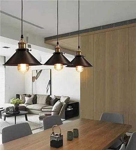 Pack X 3 Lampara Techo Colgante 26cm Metal Vintage Calidad Color Negro