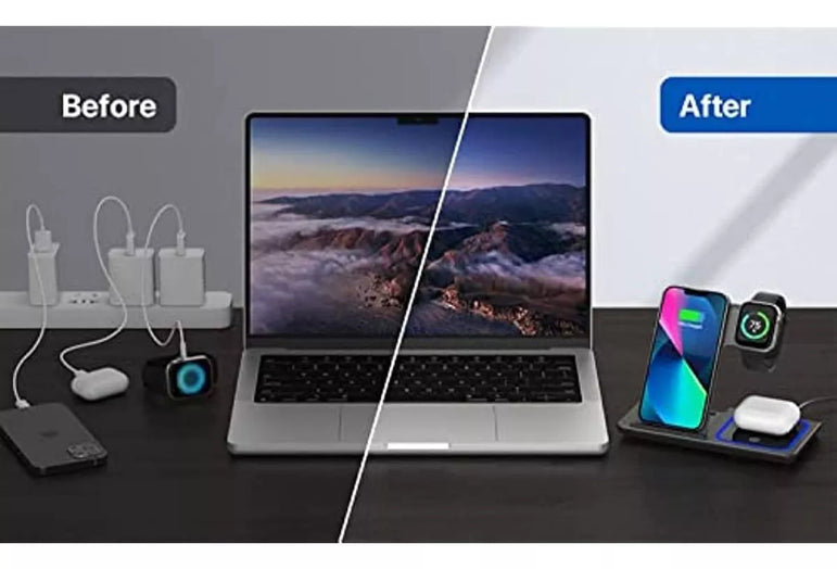 Cargador 3 En 1 Base de Carga Rapida Wirless Inalámbrico Portátil